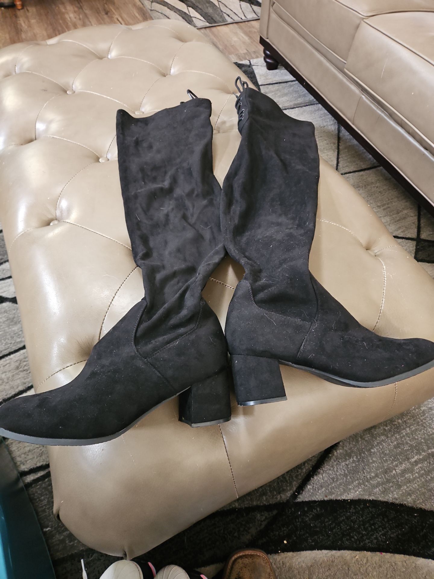 Black suede knee high boots size 10
