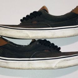 VANS Era 59 Shoes Black Canvas Well Worn Distressed Vintage Faded Men’s Sneakers