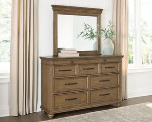 Waynely Medium Brown Dresser and Mirror