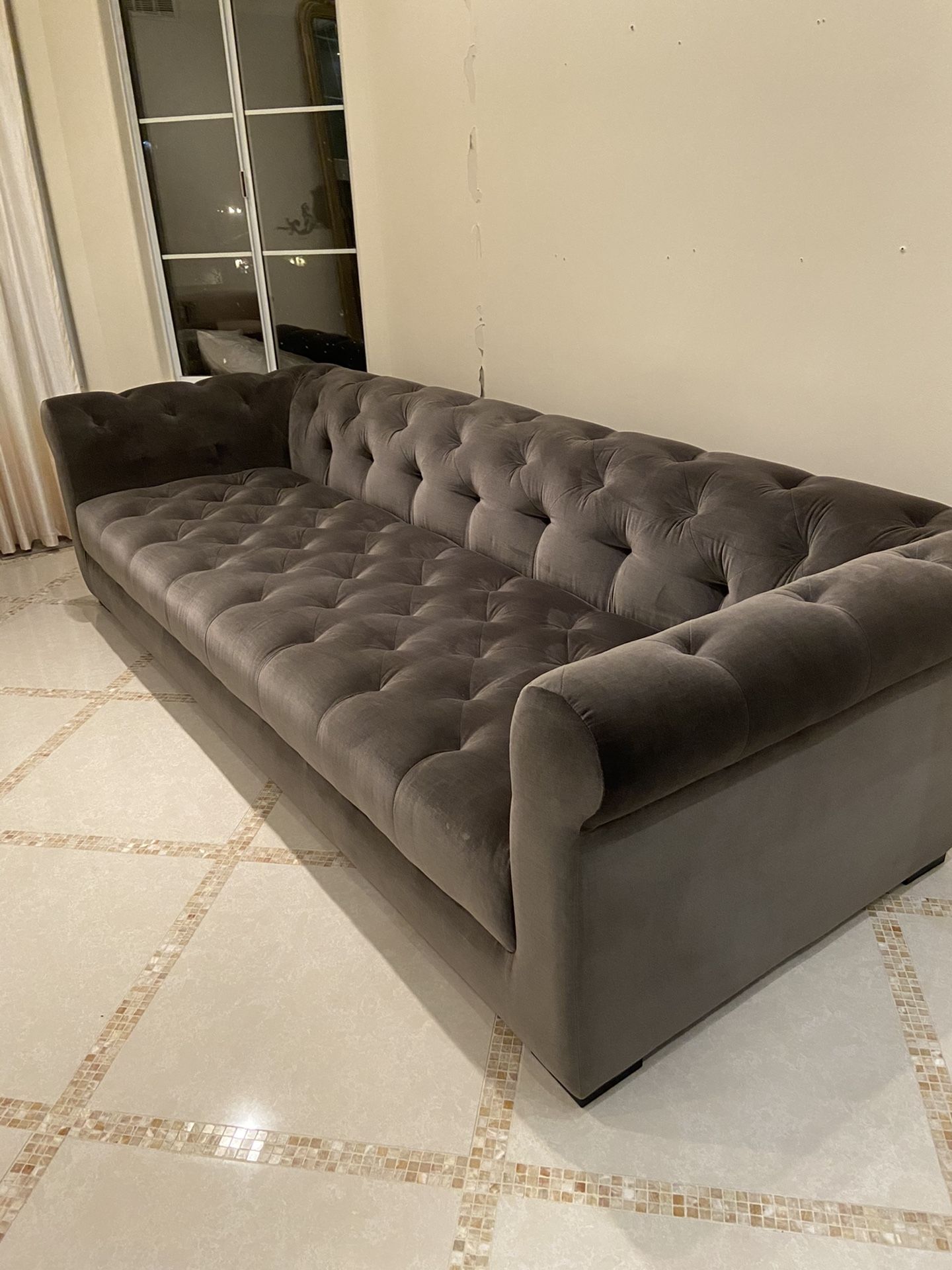 Restoration Hardware Modena chesterfield velvet sofa couch w/ tufted
