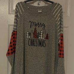 Brand New Light Gray Holiday Ladies T-shirt Size 3X