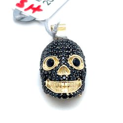 14Kt Yellow Gold CZ Black Skull Pendant 3.15g 200545/14