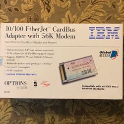 IBM EtherJet CardBus 10/100 Ethernet LAN Adapter PC Card + Dongle Cable