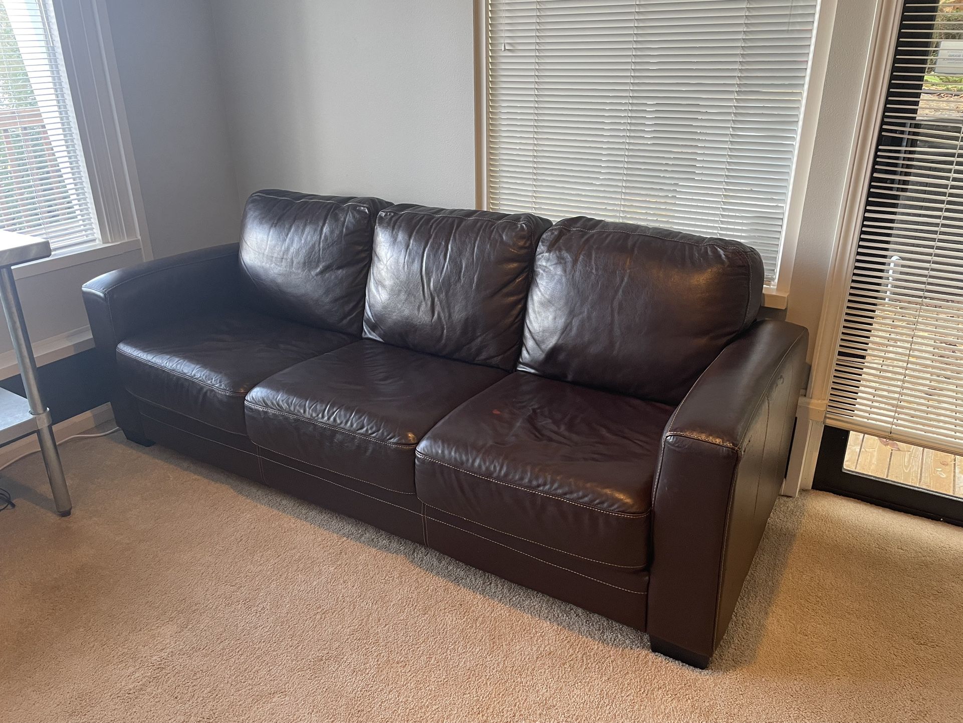 Dania Leather Sofa - Dark Brown