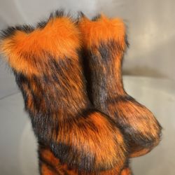Orange Vegan Fur Boots Sizes  7.5,8,8.5,9 (Message True Size)