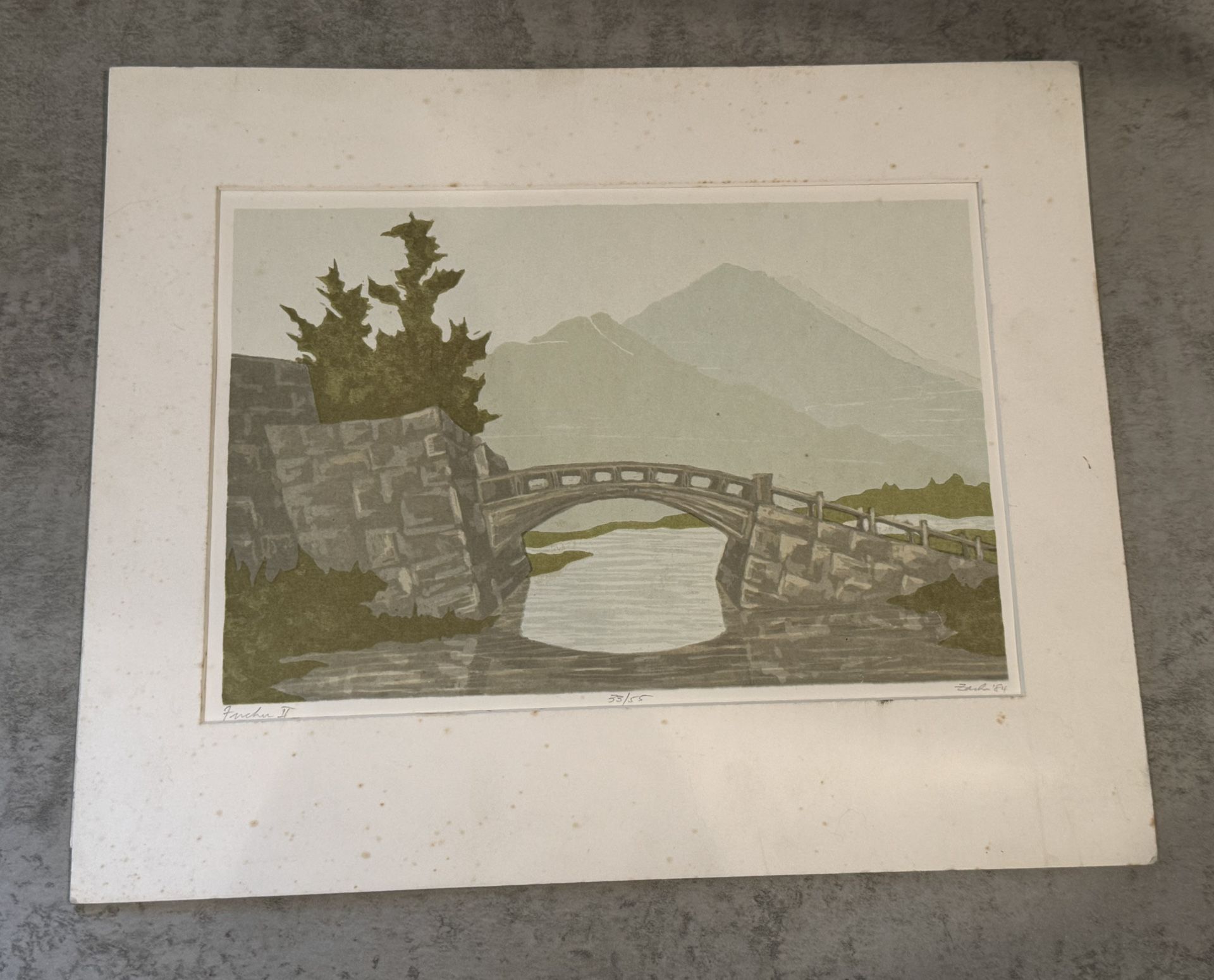 Listed William Zacha Original 1984 Signed Serigraph Print "Fuchu II" 33/55