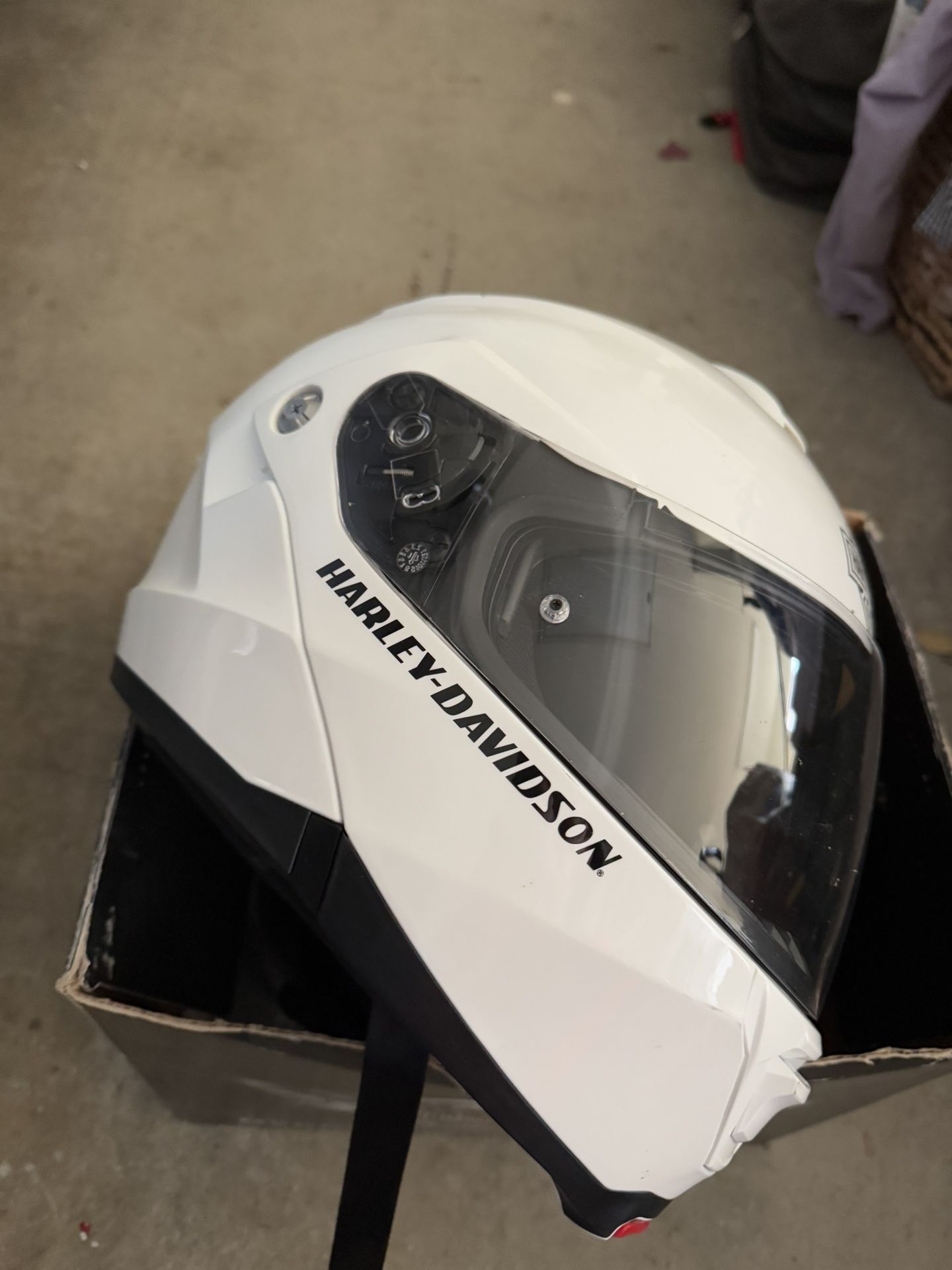 White Small Harley Davidson Motorcycle Helmet