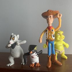 Lot of 4 McDonald's Toy collectibles!  Woody, Shrek Baby, Julien,  Cody Maverick