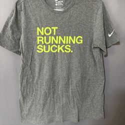 Nike Not Running Sucks Shirt Men’s Large Gray Neon Graphic