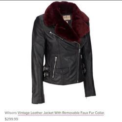 Wilson’s Vintage Lather Jacket With Removable Faux  Fur Collar
