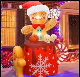 Christmas Inflatable Gingerbread Man in Hot Cocoa Mug