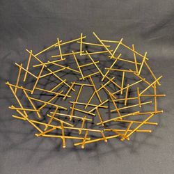 Abstract Gold Tone Twig-Like Bowl or Centerpiece
