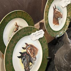Set Of 3 English Horse Plates
