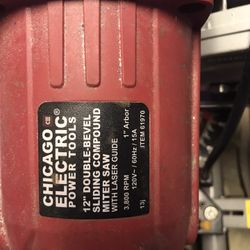 Chicago electric Power Tools, 12’’ Double-bevel Sliding Compound Miter Saw With Laser Guide