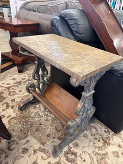 Ornate End Table with Lower Shelf