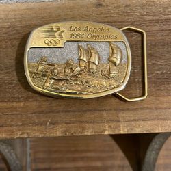 Vintage 1984 Olympic Nautica Scene Belt Buckle.