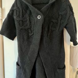 Theory Black Cardigan Wool-Cashmere With Hoodie