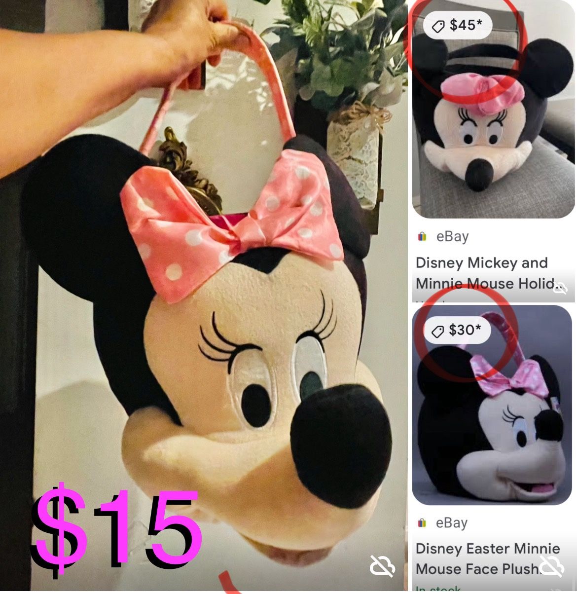 $15 Disney Jumbo Minnie Mouse candy 🍬🍫🍭Basket like new