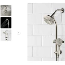 Hi everyone we have combo  for you shower retail price is $80 plus tax here only $45 half. price  New open box Combo Shower Slide Bar with Dual Positi