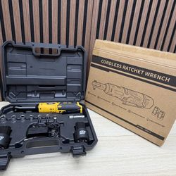 Brand New  3/8"Cordless Electric Ratchet Wrench Set, 60FT-LBS(80N.m) Torque with Variable Speed, 10 Sockets, LED Light, 1/4"-Adapter, 1/2" SKU515 