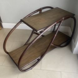 MidCentury Pretzel Rattan/Bamboo Side Table