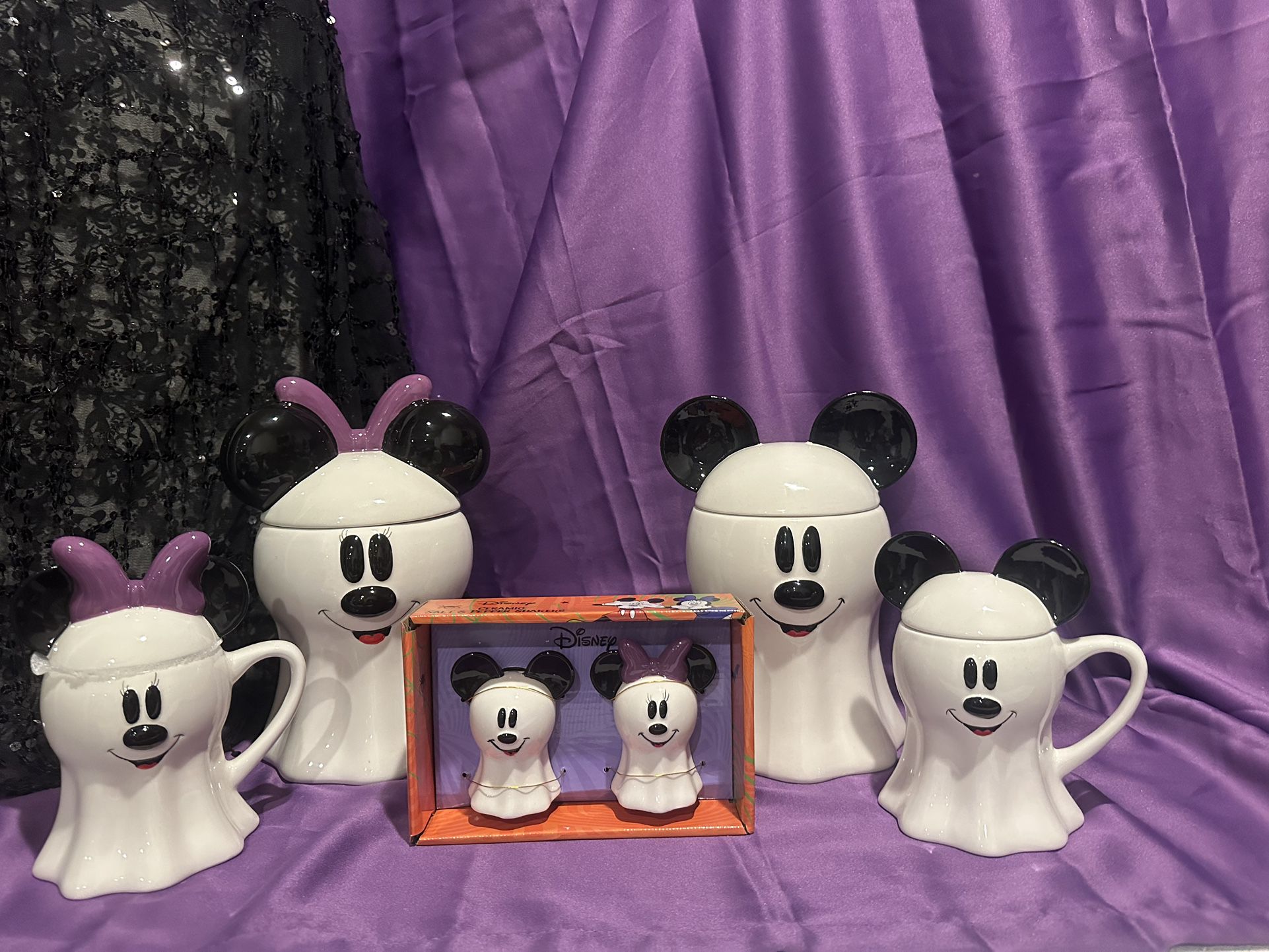 6 Piece Complete Set Disney Mickey and Minnie Mouse Ghost Collection