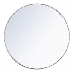 Elegant Decor Metal Frame Round Mirror 42” Silver Finish