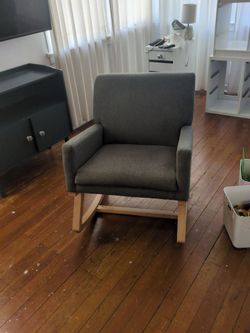 Gray Upholstered Rocking Chair