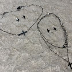 Minimal Stainless Steel Necklace & Earrings Set, 10$ Each Set