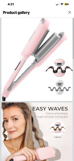 NIB Pink 3-Barrel Hair Waver Curling Iron
