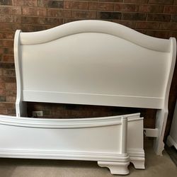 Queen cherry wood sleigh bed