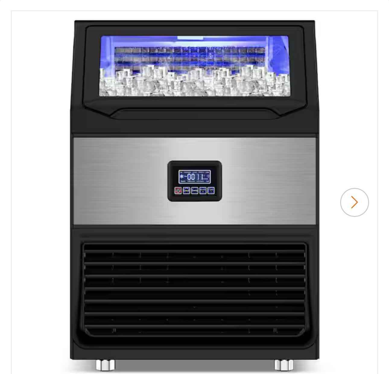 Commercial Ice Maker 300 lb./24 H Freestanding Ice Maker Machine with 75 lb. Storage, Stainless Steel