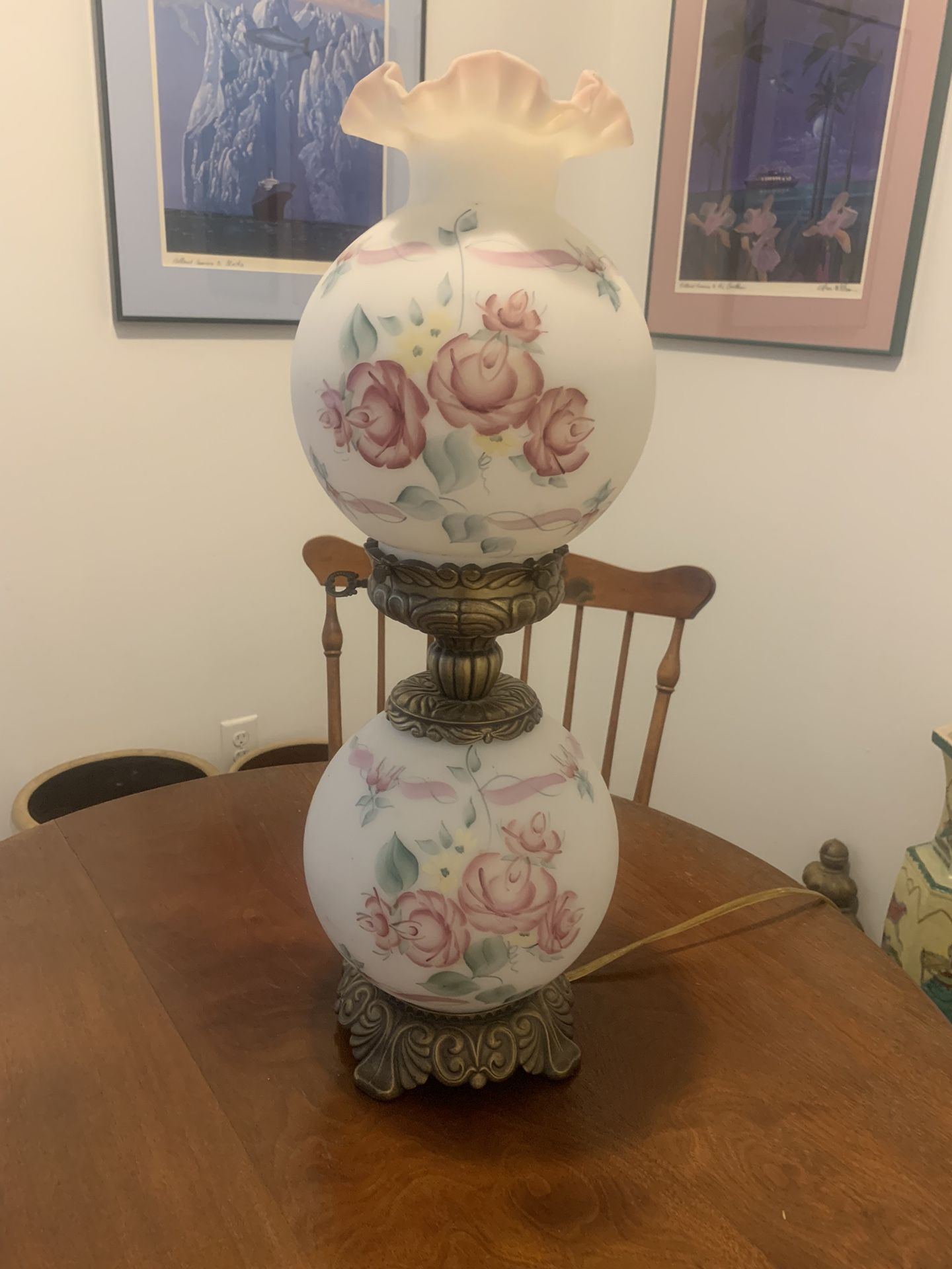 Fenton glass lamp
