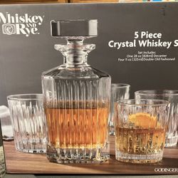 Whiskey And Rye 5 Piece Crystal Whiskey Set 
