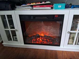 TV table with fireplace