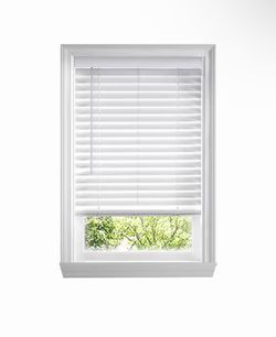5-White Cordless Faux Wood Blinds for Windows with 2 in. Slats - 36 in. W x 36 in. L (Actual Size 35.5 in. W x 36 in. L)