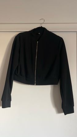 New Ladies black crop jacket zipper