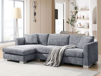 96*56 Modern Cloud Sectional Sofa,L-shaped Luxury Couch Set with 2 Free pillows,4-seat Chenille Indoor Furniture with Oversized Chaise for Living Room