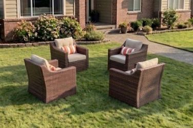 Outdoor Wicker Lounge Chair Set of 4 patio furniture patio chairs 🆕☑️🚛