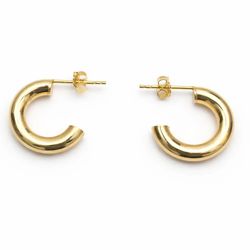 14K Yellow Gold Hoop Earrings 17.8mm Polished Round Hoops 1.7g Women’s