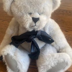 Vtg Handmade Gray Teddy Bear 1990 16” Mohair Artist Karen Rundlett Scooter