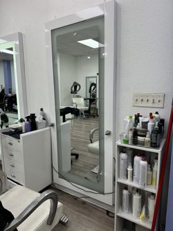 Salon Mirror And Chair For Sale