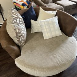 3pc Sofa And Big Circle Swivel Chair