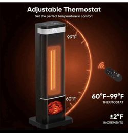 24inch Space Heaters for Indoor Use, Portable Heater with 3 Light Colors, Adjustable Thermostat NEW 