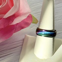 Multicolored Stainless Steel Ring, Size 9