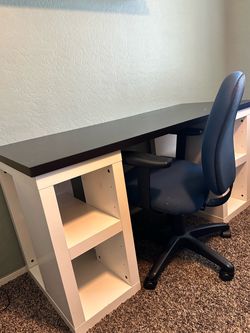 Desk with Built-In Shelving Units