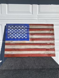 Handcrafted AMERICAN Flag On Wood 