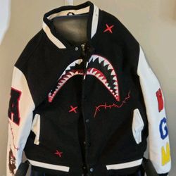 MEN'S ROBERT PHILLIPE WE GET MONEY WOOL VARSITY JACKET SIZE large 