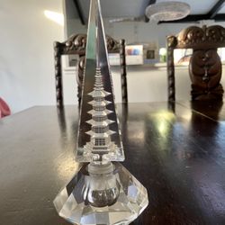 Vintage 1950’s clear faceted cut crystal pagoda prism perfume bottle by Hoya Japan - Vintage Hoya Japanese Pagoda Cut Glass Perfume Bottle
