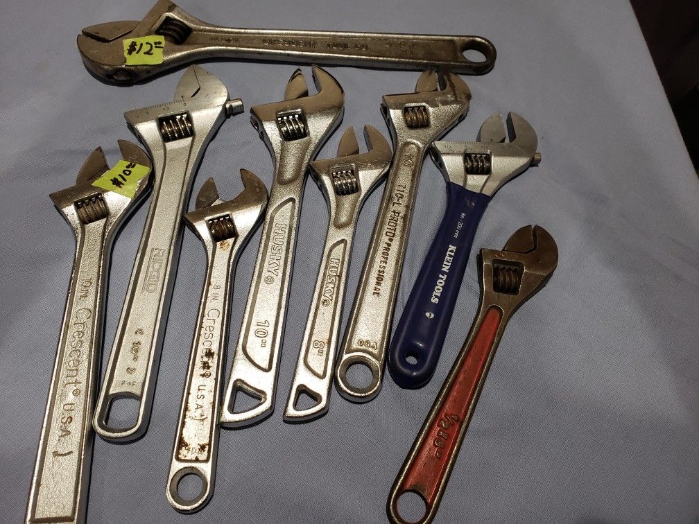 Cresent. Proto. Klein. Husky. Ridgid 9 Piece Adjustable Wrench